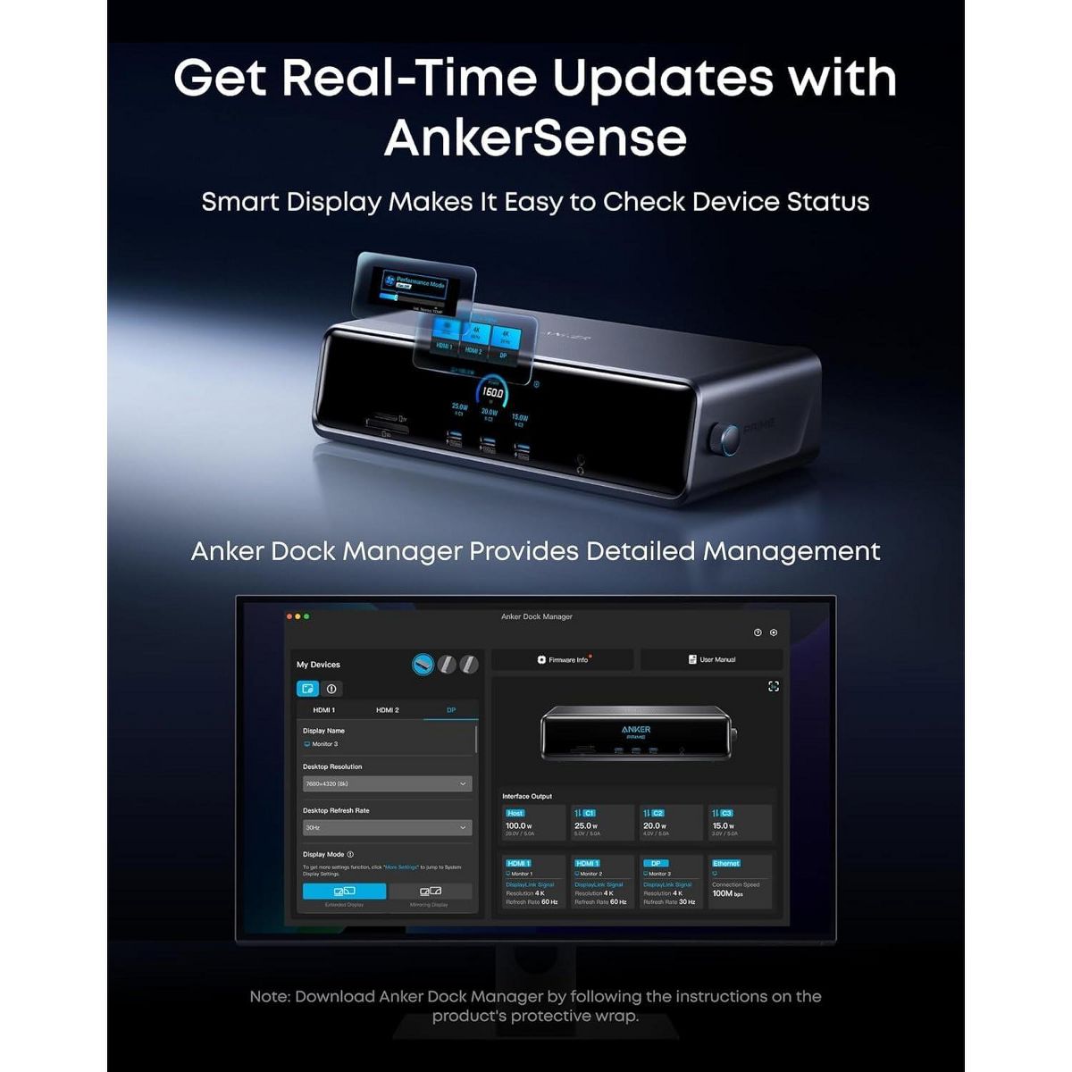 Refurbished Anker Prime Docking Station (DL7400), 14-in-1, DisplayLink, 140W Max, Smart Display, Triple 4K@60Hz (2 HDMI+1 DP), for Windows Laptops - thumbnail 6