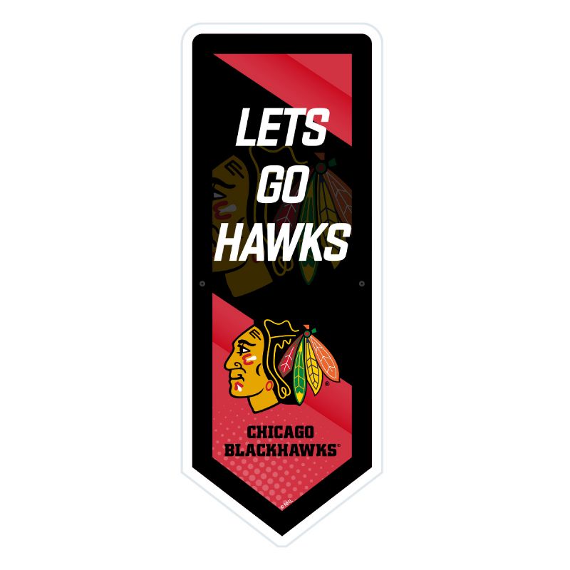 Evergreen Ultra-Thin Glazelight LED Wall Decor, Pennant, Chicago Blackhawks- 9 x 23 Inches Made In USA, 1 of 7