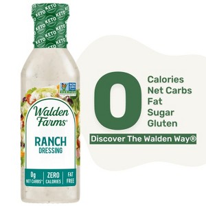 Walden Farms Ranch Dressing, 12oz. Bottle, Fresh-Delicious, Sugar Free 0g Net Carbs, Cool and Tangy (Pack of 2) - 1 of 4