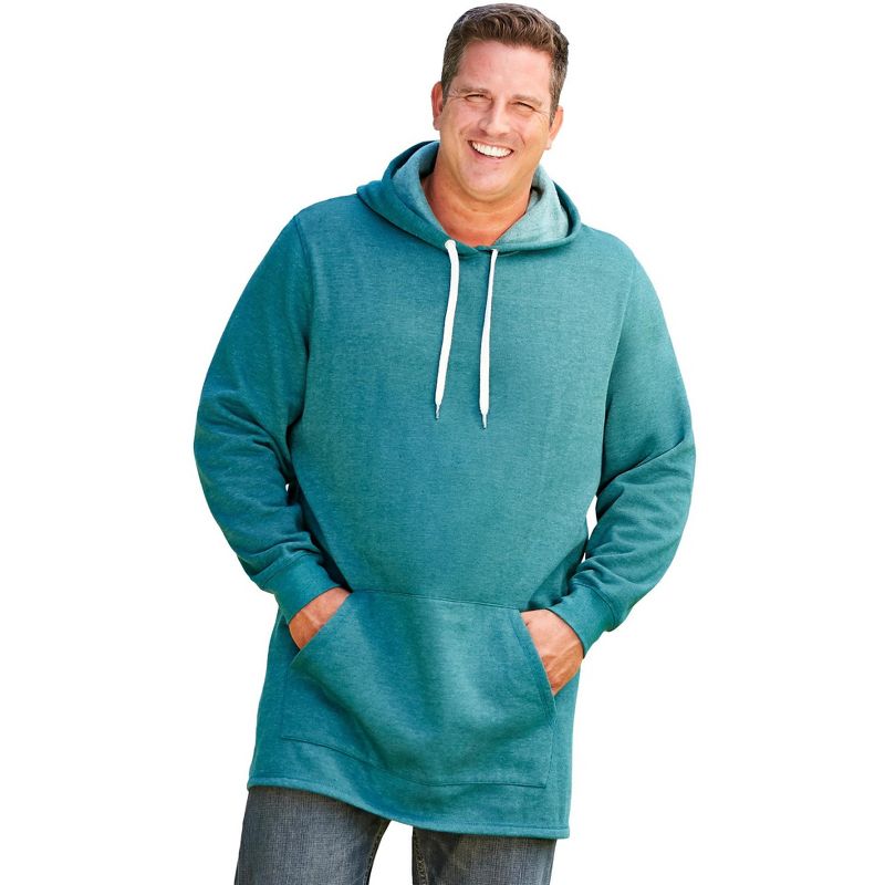 KingSize Men's Big & Tall Fleece longer-length pullover hoodie, 1 of 2