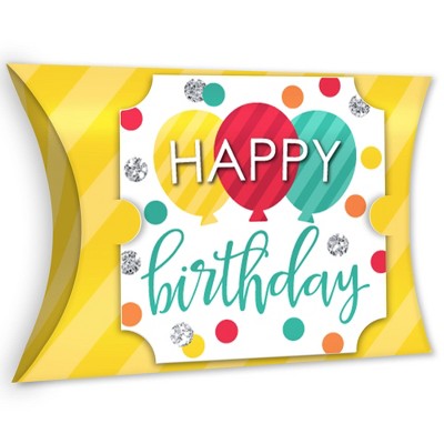 Big Dot of Happiness Colorful Happy Birthday - Favor Gift Boxes - Birthday Party Large Pillow Boxes - Set of 12