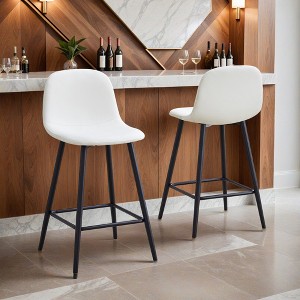 Linen Fabric Bar Chair Set - Two Pieces, Stable Comfort.Thoughtful Design of Rounded Backrest - Leovsnove - 1 of 4