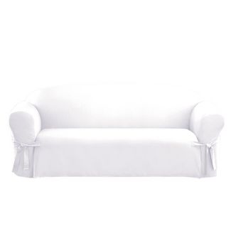 Cotton Sailcloth Duck Sofa Slipcover White - Sure Fit