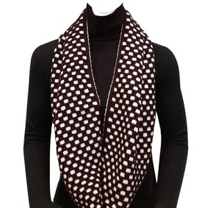 Wrapables Two Tone Warm Winter Knit Infinity Scarf, Dark Brown & White - 1 of 4