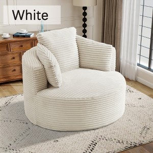 Hrinhom 48.8"W Compressible Round Chair, with Pillows, Corduroy - 1 of 4