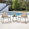 5 Piece Rope Patio Furniture Set, All-Weather Conversation Sets for Backyard with Handwoven Armchairs, Ottomans, Round Coffee Table, Beige - 3 of 4