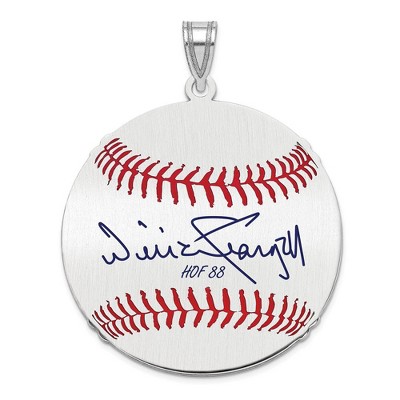 Black Bow Jewelry Sterling Silver Willie Stargell Signature LG Enamel Baseball Pendant