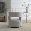 Modern Swivel Barrel Chair with 360° Base,Teddy Fabric Upholstered Reading Accent Chair,Round Swivel Chair for Living Room-Baofuwish - 3 of 4