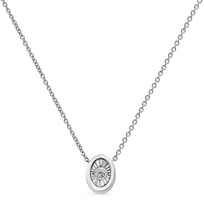10K White Gold 1/10 Cttw Miracle Set Round-Cut Diamond Pendant Necklace