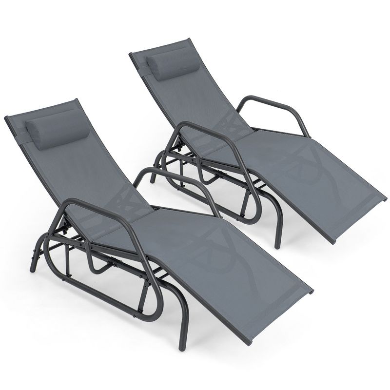 Costway 2PCS Patio Chaise Lounge Glider Recliner Chair Adjustable Sturdy Frame Outdoor, 4 of 10