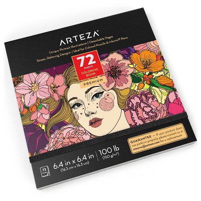 Arteza Adult Coloring Book, Portrait Illustrations, 6.4"x6.4" - 72 Sheets (ARTZ-3743)