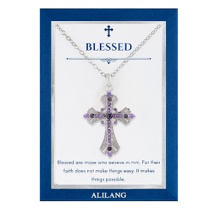 Anna-Kaci Purple Lavender Rhinestone Celtic Cross Necklace with Message Card & Envelope Jewelry Gift - 1 of 4