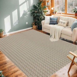 Printed Area Rug, Realistic Braided-Look Textured Rugs, Machine Washable Non-Slip Indoor Carpet for Living Room, Bedroom - 1 of 4