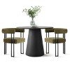 35" Modern Dining Set for 2,Round Dining Table+Upholstered Chenille Chairs Curved Backrest Armrest Kitchen Chair for Small Space Dining Room - 2 of 4