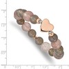 Chisel Stainless Steel Rose IP-plated Heart 10mm Grey Agate and Strawberry Quartz Beaded Stretch Bracelet - 3 of 4