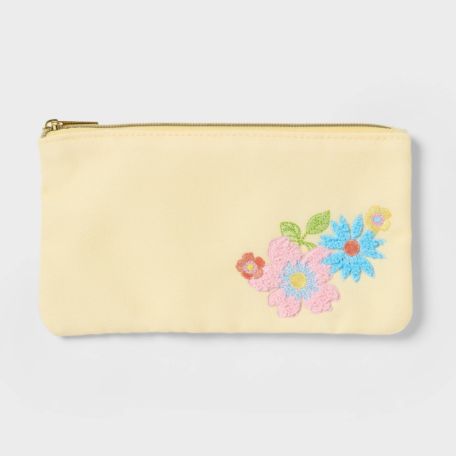 Canvas Pouch with Chenille Floral - Spritz™