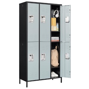 Mlezan 72" Metal Locker:3 Doors, BLack&Grey Steel Storage for Office, School,Gym,or Home. Durable and Versatile Employee or Personal Storage Solution. - 1 of 4