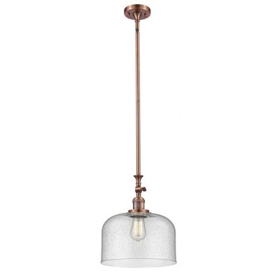 Bell - 1 Light Stem Hung Mini Pendant In Industrial Style-15 Inches Tall and 12 Inches Wide