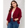 Women's Ruffled Hem Blazer Cardigan, Single-Button Lapel Jacket with 3/4 Sleeves for Casual & Office Wear - 4 of 4