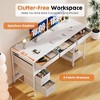 FONTOI 55 Inch Computer Desk Gaming Desk with 6 Drawers Open Shelf Storage Working Table Home Office Desks Study Desk, White, 55.12"* 18.11"*30.31" - 4 of 4
