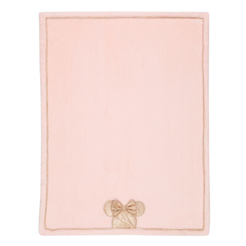 Lambs & Ivy Disney Baby Pink/Rose Gold MINNIE MOUSE Appliqued Baby Blanket, 2 of 6