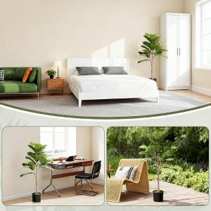 PAGED Artificial Fiddle Leaf Fig Tree, Artificial Tree Faux Plants Indoor with Natural Wood Trunk, Home and Office Decoration - 1 of 4