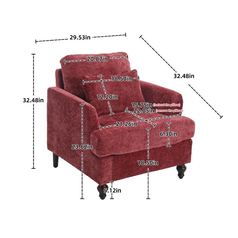 Deja Wood Frame Chenille Accent Chair, Modern Armchair for Living Room - Maison Boucle, 4 of 10