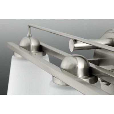 Brushed Nickel 4-Light Bath Vanity with Etched Glass Shades
