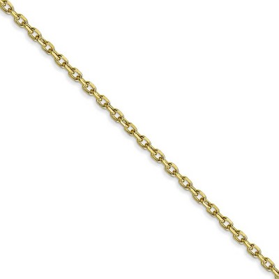 Black Bow Jewelry 1.8mm 10k Yellow Gold Solid Diamond Cut Cable Chain Necklace