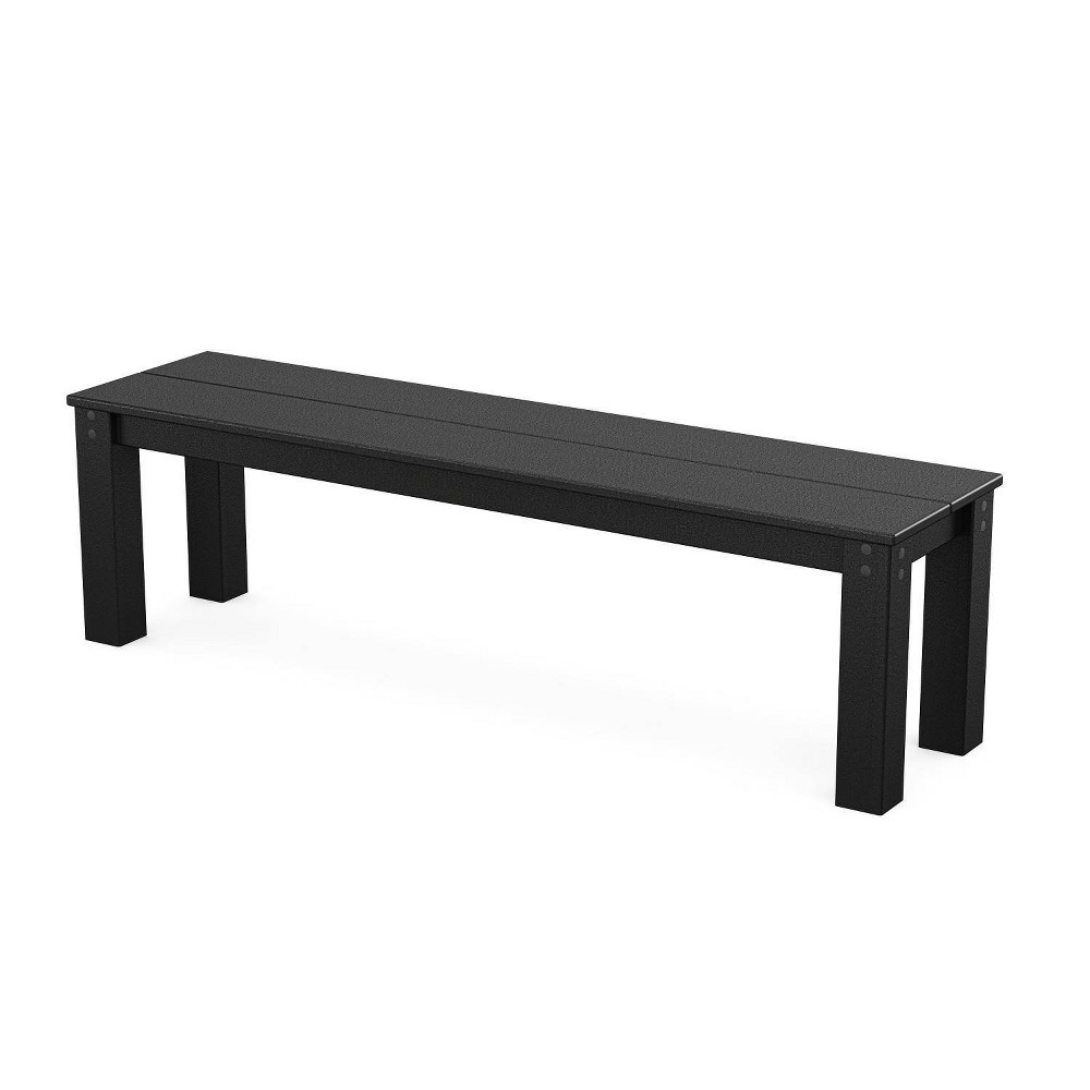 POLYWOOD Parsons Outdoor Patio Dining Bench Black: Weather-Resistant, 650lb Capacity, 17" Height