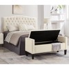 VYNXARIA Cream Storage Bed Bench - Tufted Buttons, Nail Trim, Soft Armrests, for Entryway & Living Room - 3 of 4