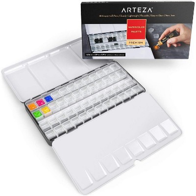 Arteza Empty Half-Pans in Tin Box Art Supply Set- 48 Pack (ARTZ-9111)