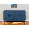 HomeRoots 60" Blue Textural Chevron Distressed Wood Sideboard with Four Doors - 2 of 4