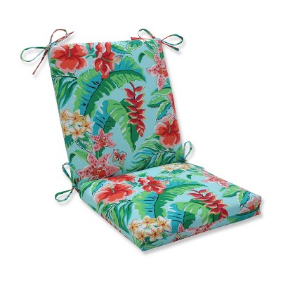 Tropical Paradise Squared Corners Outdoor Chair Cushion Blue - Pillow Perfect