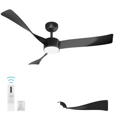 52" Ceiling Fan with Lights Remote Control 3CCT Dimmable 7 Speeds Reversible Noiseless Modern DC Motor Ceiling Fan for Low Ceiling Kitchen