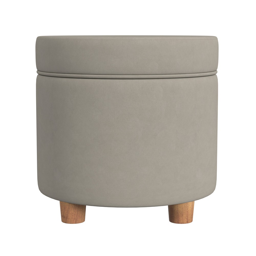 Photos - Pouffe / Bench Round Storage Ottoman Fawn Velvet - HomePop