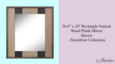 Rustic Rectangular Natural Wood Wall Mirror with Mounting Brackets