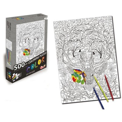 Toynk Deer 500 Piece Coloring Jigsaw Puzzle + 6 Markers