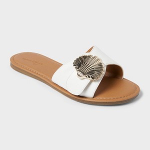 Women's Nesryn Shell Ornament Slide Sandals - Universal Thread™ White - 1 of 4