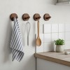 Akoasm 4-Piece Set of Wall-Mounted or Self-Adhesive Round Coat Hooks for Entryway, Bedroom & Kitchen-Walnut - 4 of 4