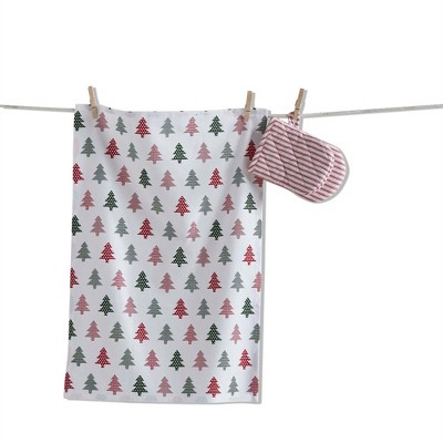 TAG Patterned Tree Dishtowel & Mitt Set