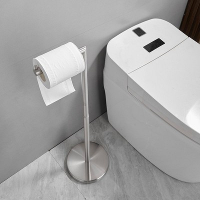 Nickel Freestanding Stainless Steel Toilet Paper Holder with Shelf
