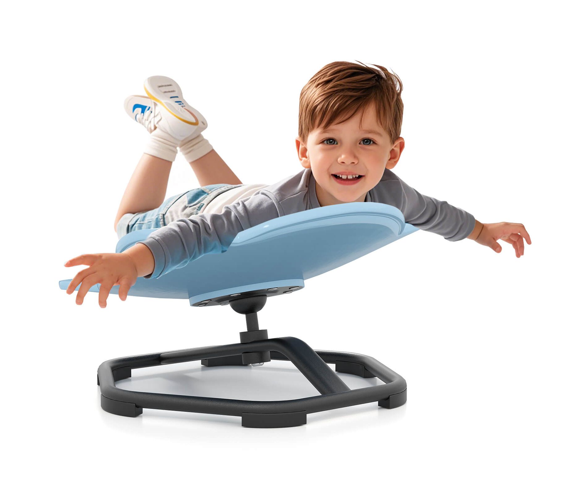 Costway Kids Sensory Swivel Chair with Non-Slip Metal Base for Autistic Kids Indoor Outdoor Blue/Red Elephant