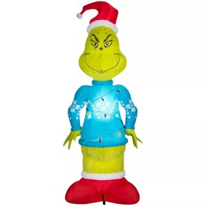 Dr. Seuss 10FT Inflatable Giant Grinch with Fuzzy Plush Fabric Christmas Inflatable - 1 of 3