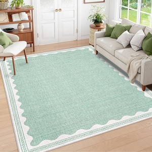 homfan Scalloped Washable Rug w/ Non-Slip Back - Modern Low-Pile Carpet for Living Room, Bedroom - 1 of 4