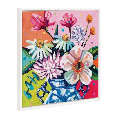 22x22 Sylvie Beaded Someone Buy Me Flowers Framed Canvas By Rachel  Christopoulos White - Kate & Laurel All Things Decor : Target