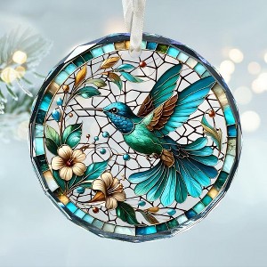 Hummingbird Ornaments for Christmas Tree - Stained Glass Hummingbird Gifts for Women, Unique Crystal Glass Ornaments - 1 of 4