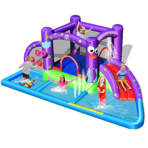 Costway Inflatable Water Slide Castle Kids Bounce House W/ Octopus ...