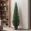 3-5FT Artificial Cedar Topiary Trees for Indoor and Outdoor UV Protection Fake Trees for Home Decor Set of 2 - 3 of 4