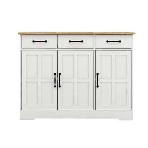 Farmhouse Server Bar Wine Cabinet Shelves Console Table with 3 Drawers & 3 Doors Buffet Cabinet Storage Sideboard for Living Room Kitchen Dining Room - image 1 of 4